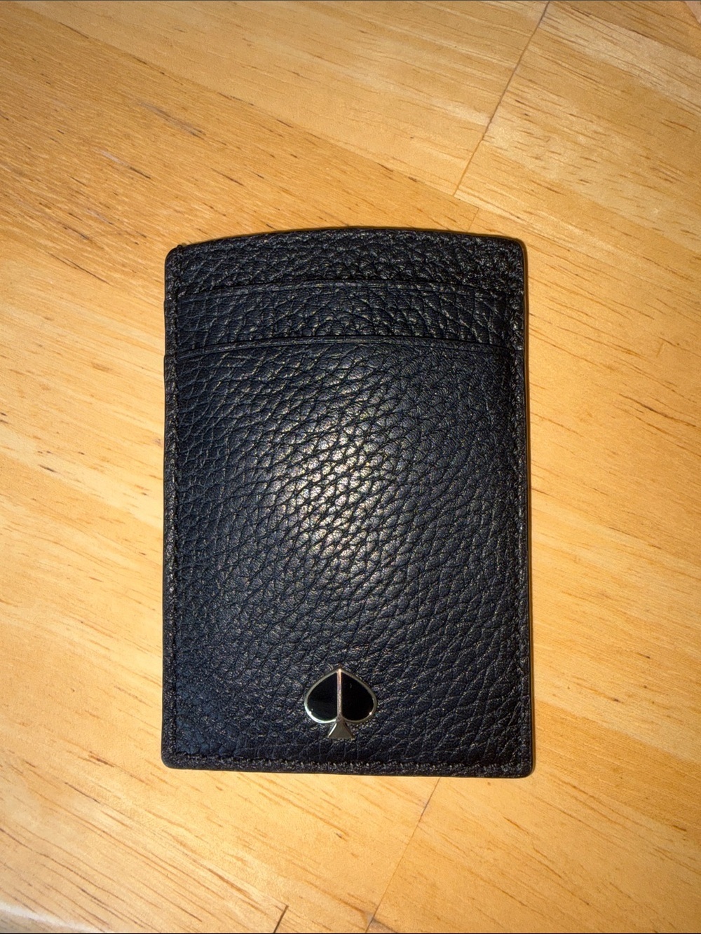 Kate Spade POLLY Black Pebbled Leather Credit Card Slot Holder Wallet